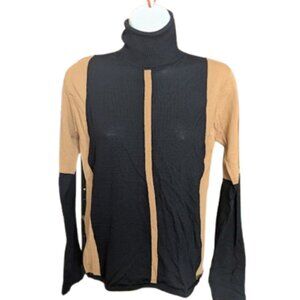 Black and Beige Turtleneck Top Size Medium